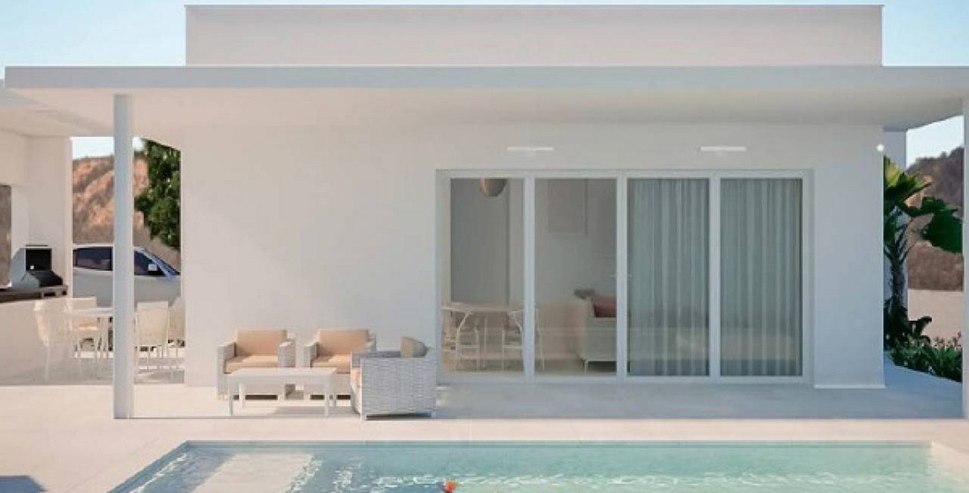 Villa independiente de estilo ibicenco y piscina privada, Ricote, Murcia, España
